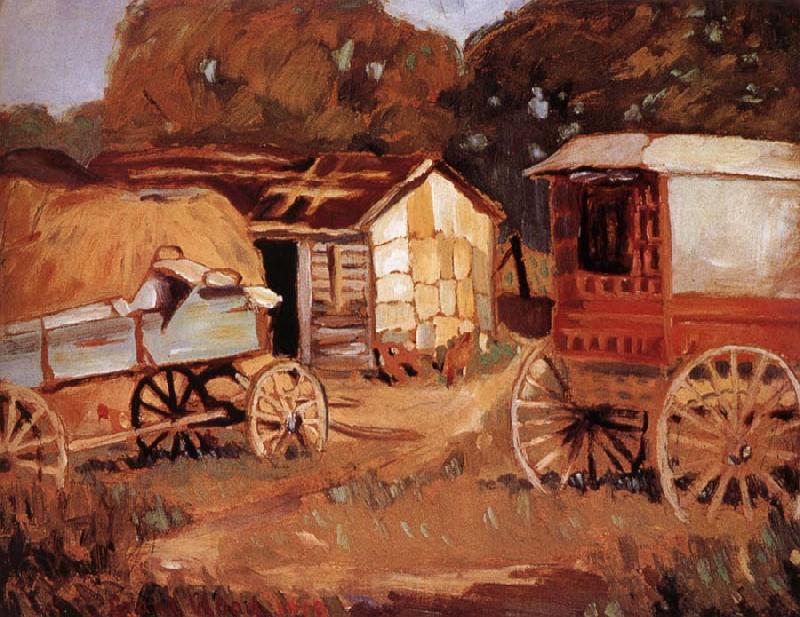 Grant Wood Carriage Business Norge oil painting art